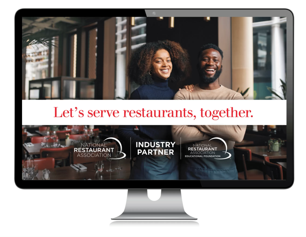 Joining forces for the restaurant industry: a cheerful team representing a partnership between restaurants and the National Restaurant Association.