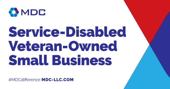 Promoting the distinction of a business as a service-disabled, veteran-owned small business specializing in Brand Development with a website url for more information. #mdcdifference.